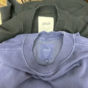 Aerie Women's Crewneck Sweater - BLACK and NAVY